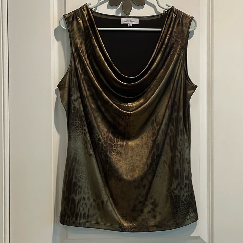 Festive , cowl neck, sleeveless top by Calvin Klein , size L